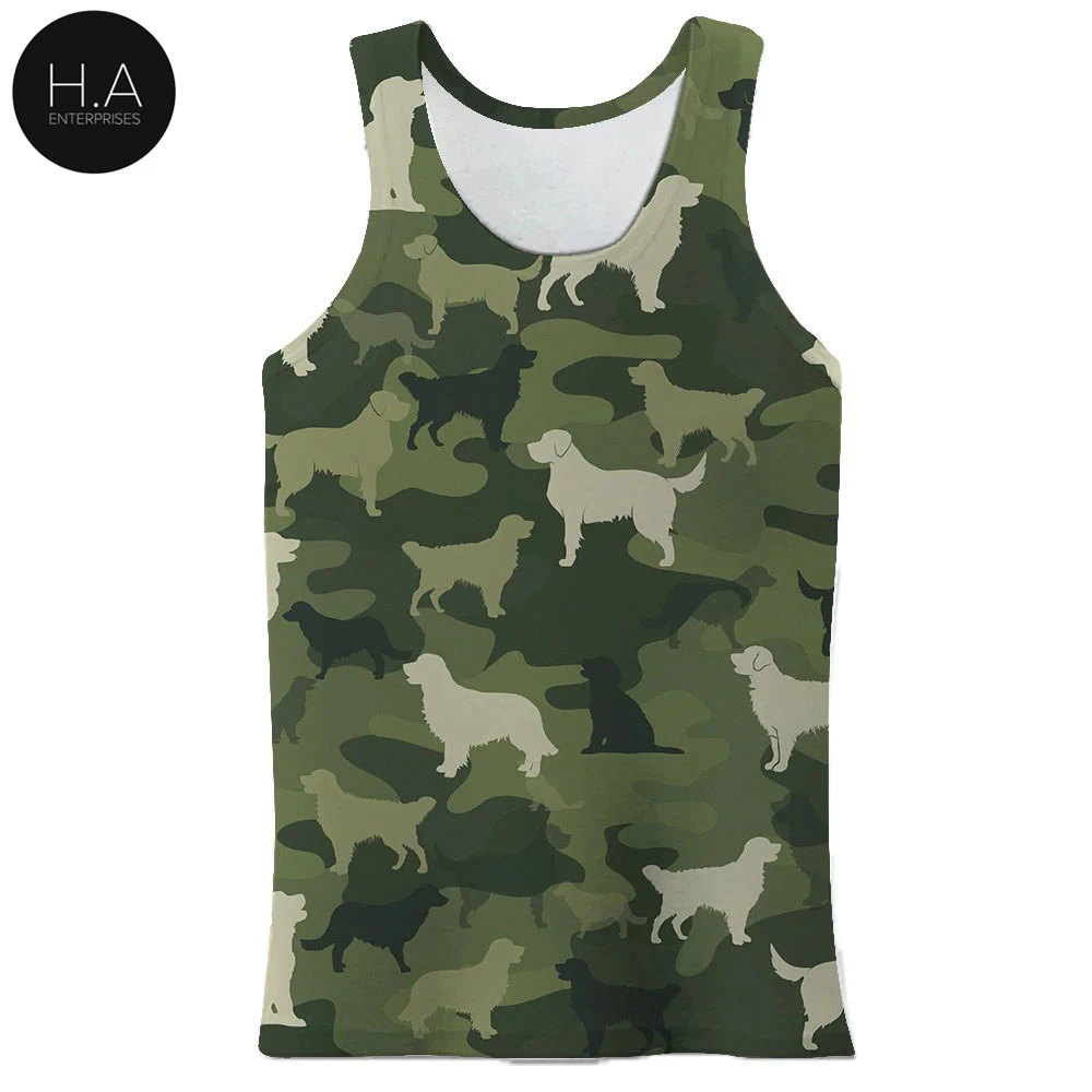 2021 Summer Men Print Vent Fashion Men Casual Army Camouflage Tank Sleeveless O-neck Slim Vest Plus Size S-5XL