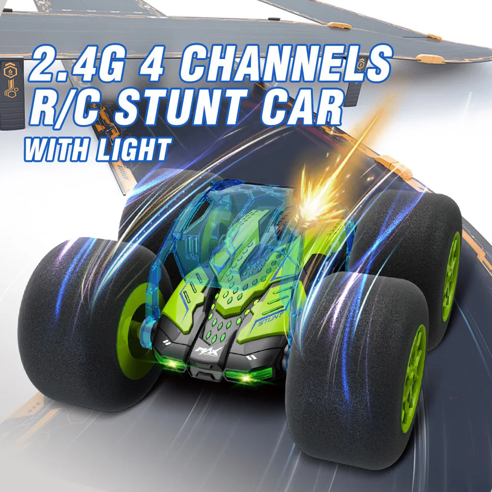 Children 2.4G Drift Stunt RC Car Sponge 360 Rotation Remote Control Double-Sided 4WD RC Stunt Car With Light
