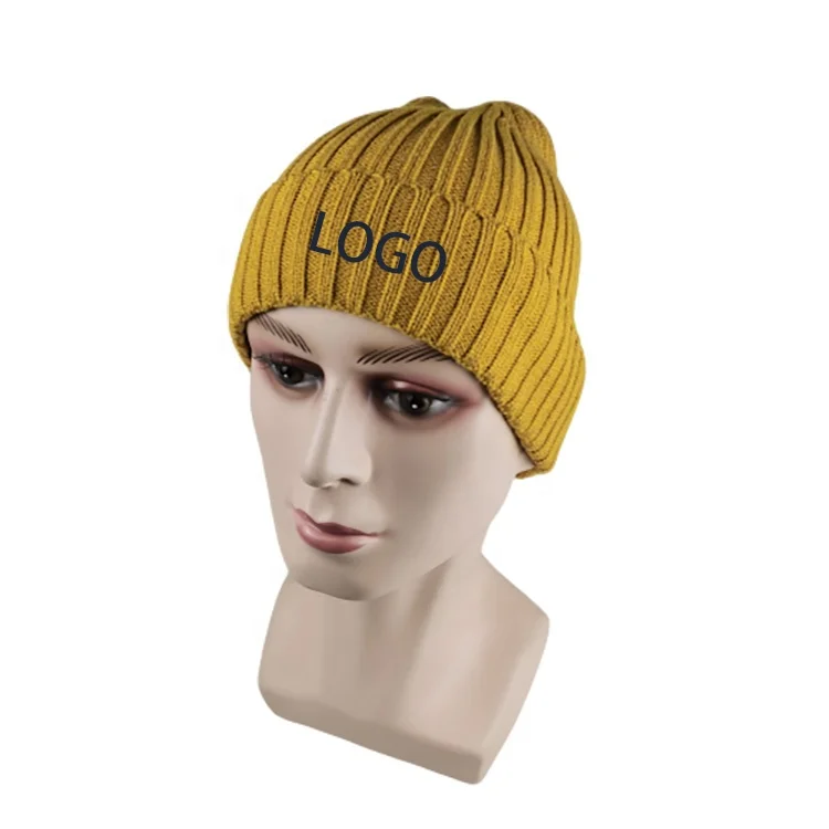 Classic Warm Winter Fisherman Hats Acrylic Knit Cuff Daily Beanie With Customized LOGO