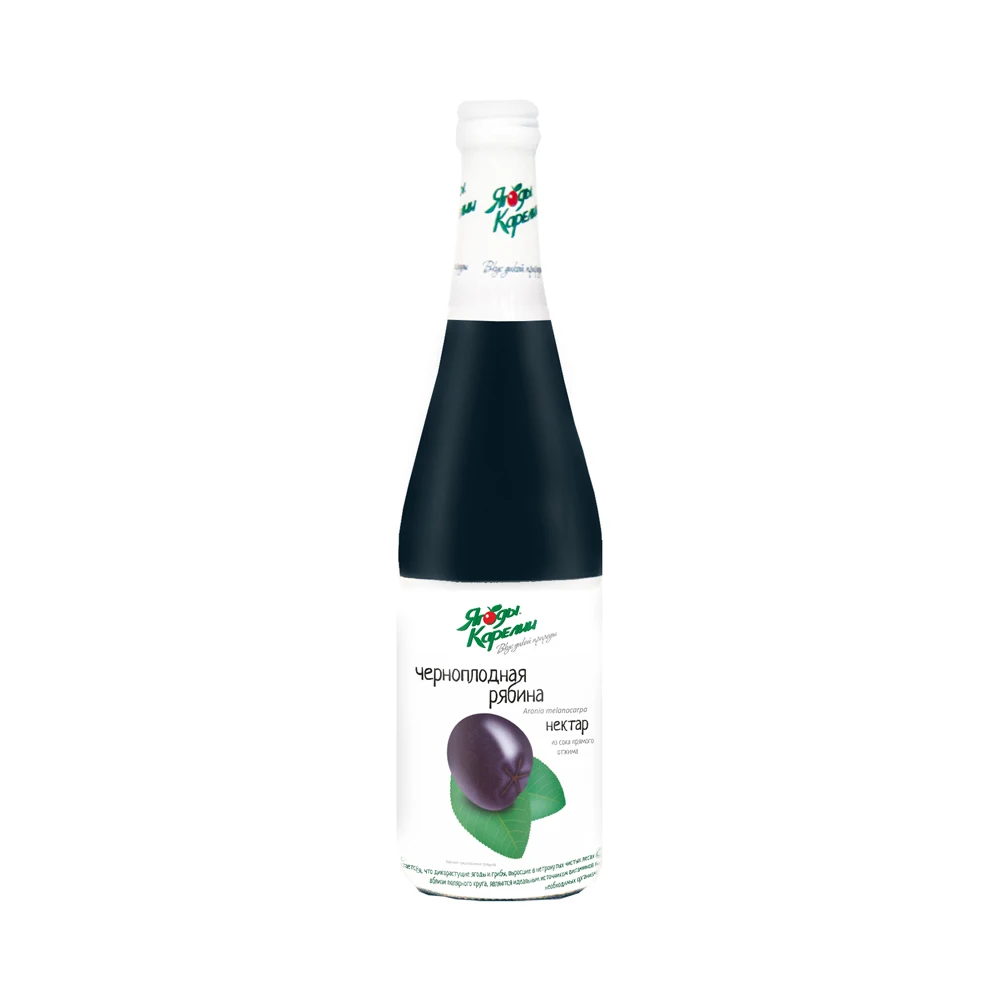 Quality organic aronia nectar in glass bottles, soft drinks
