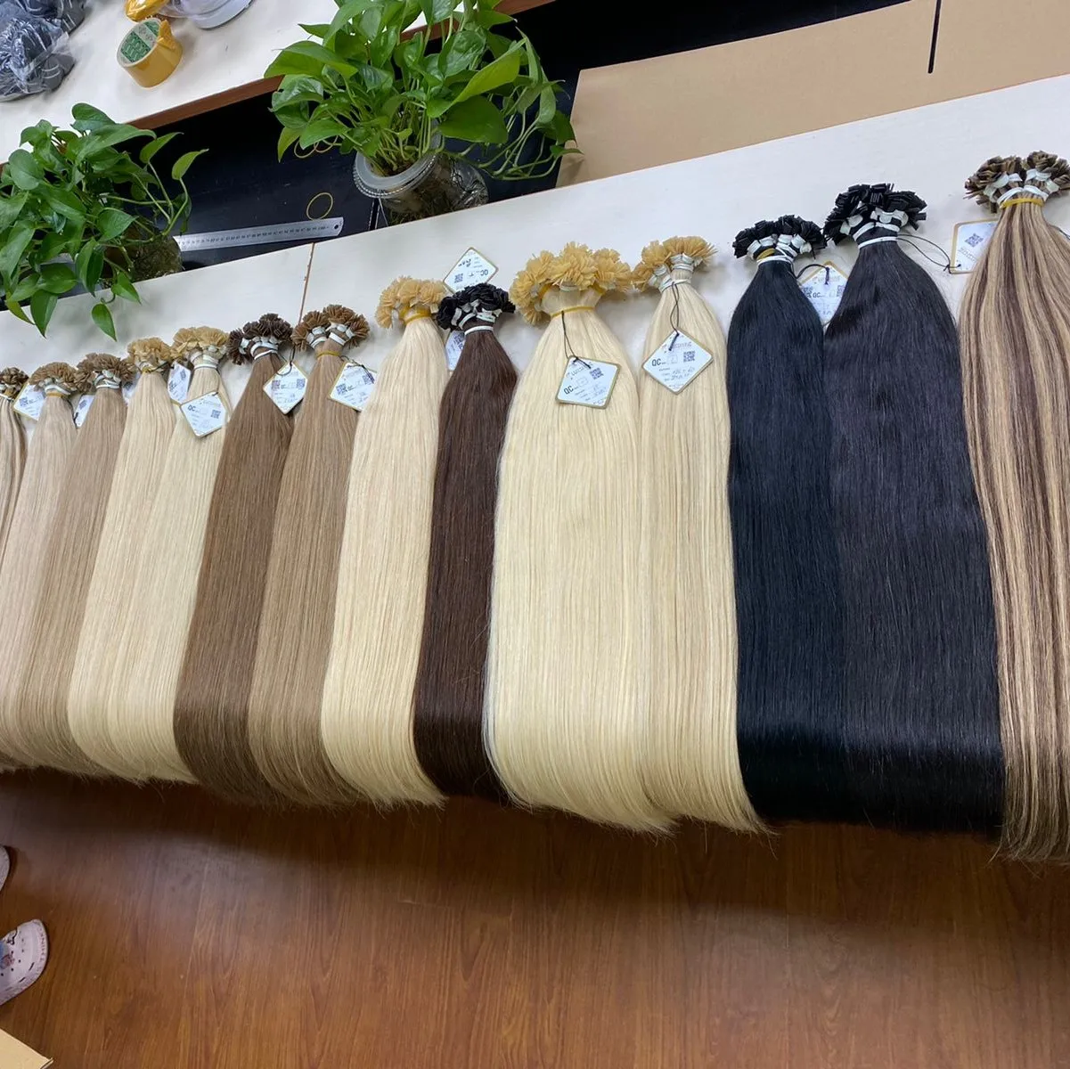 Wholesale Russian straight Double Drawn Virgin Human Hair Extensions Flat Tip UTip I Tip highlight piano color AliExpress Sophia