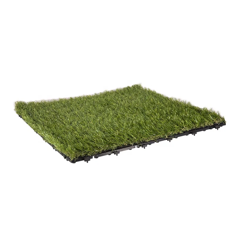 Hot sale in Philippines 60X60CM interlocking cheap artificial grass carpet for garden floor