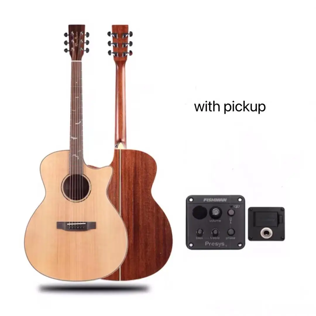 Free Shipping Top solid wood with pickup EQ Professional Acoustic guitar