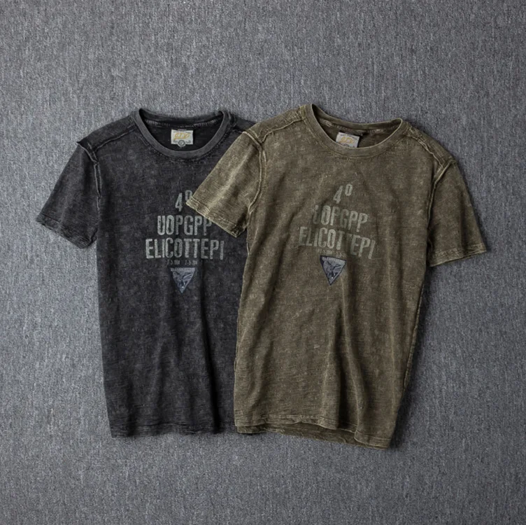
200GSM Custom Vintage Men Acid Wash T Shirt Enzyme Mineral Wash Tshirt 