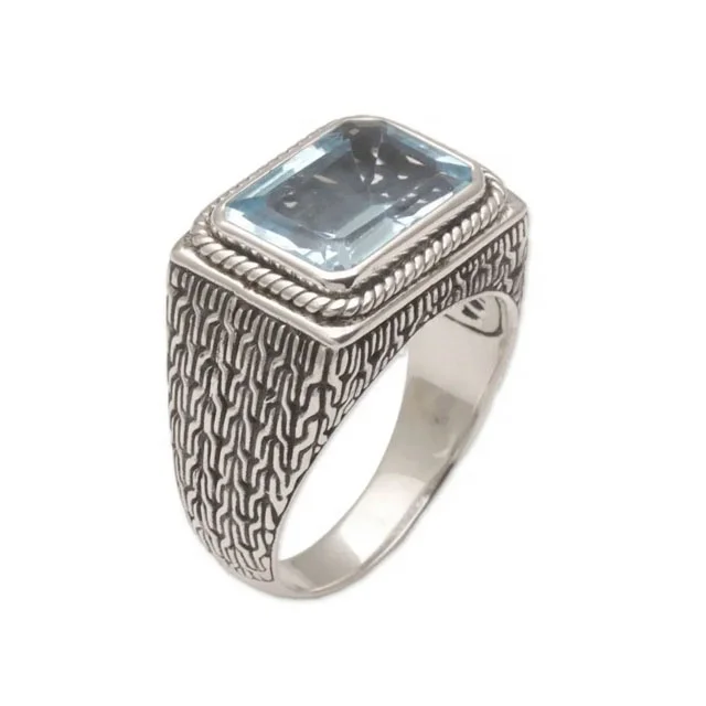 Fabulous Look Beautiful Blue Topaz Handmade 925 Sterling Silver Ring Blue Topaz Gemstone Supplies 925 Sterling Silver Ring