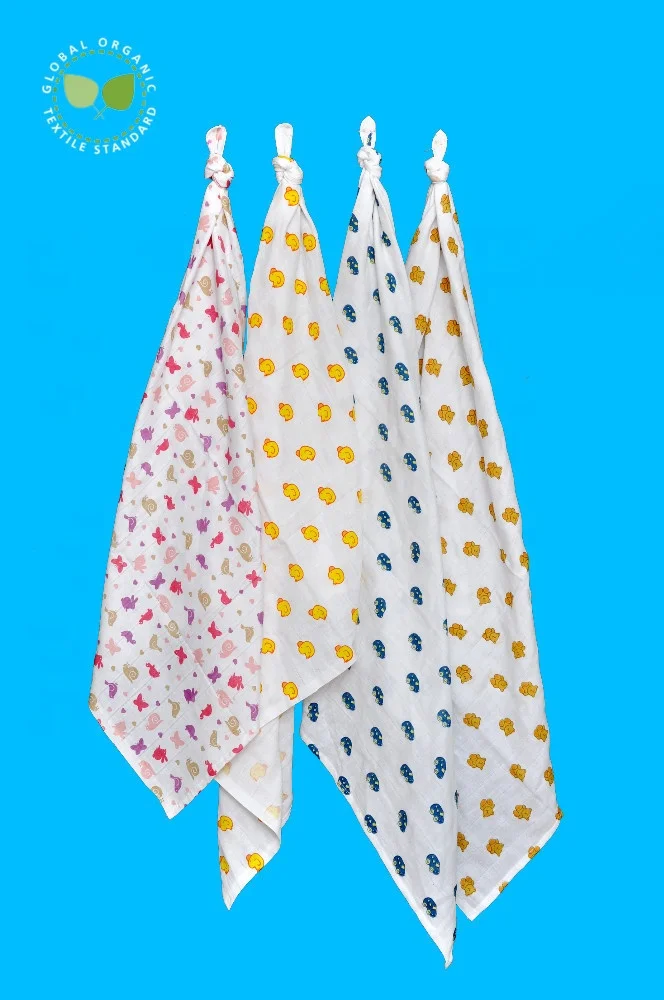 100% Cotton Double Weave Gauze Muslin Baby Diapers (Bleached, Unbleached, Dyed & Printed)