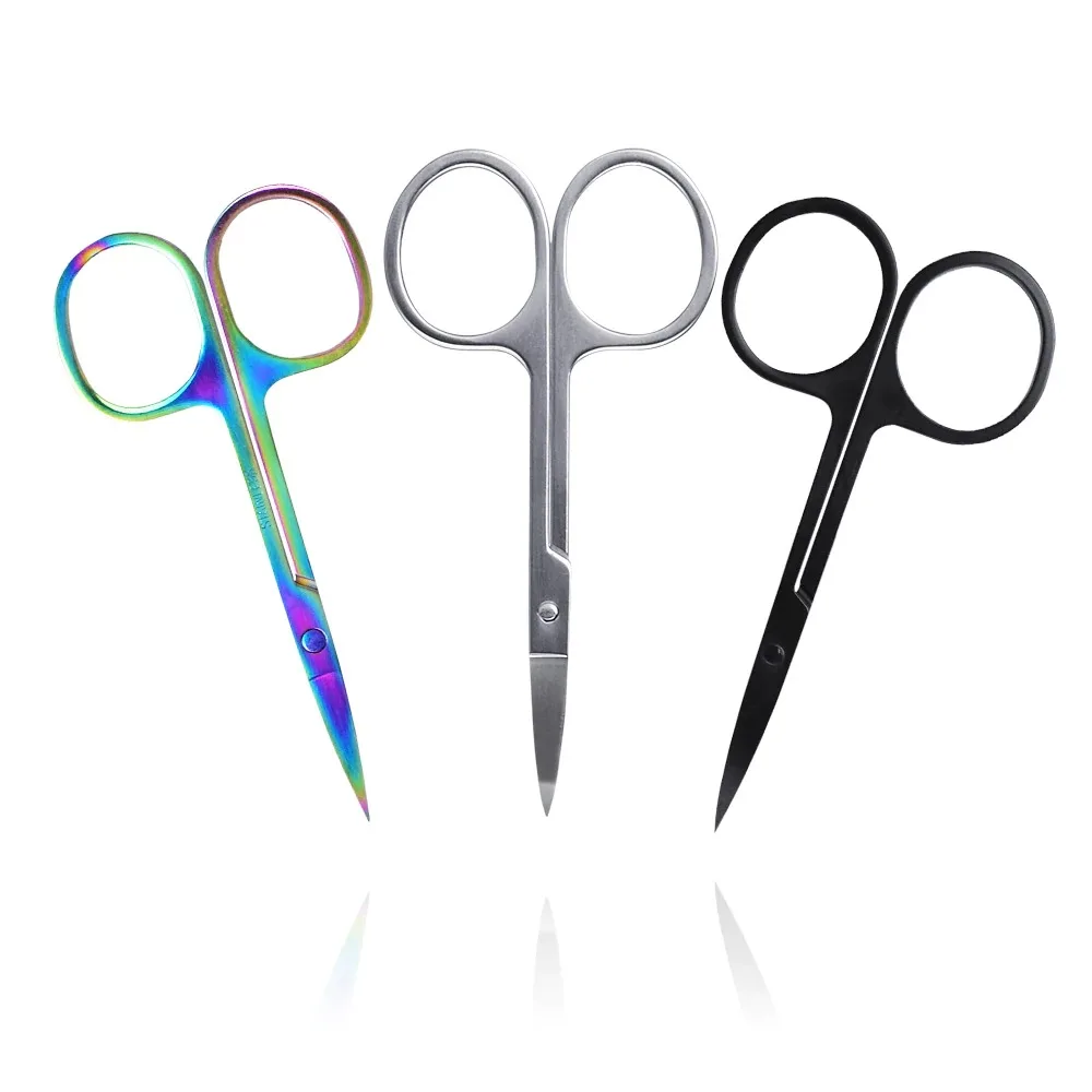  Professional Eyebrow Scissor Nose Hair Eyelash Scissors Curved Makeup Tool Stainless