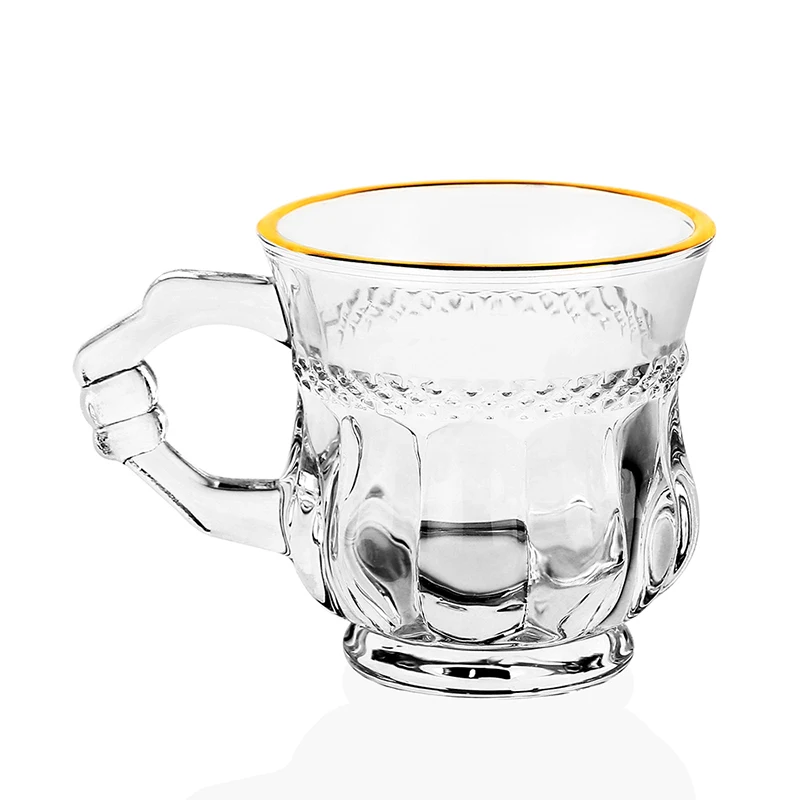 Креативная рельефная стеклянная чашка Shot Gold Rim для кофе воды чая прессованная Ближнего Востока