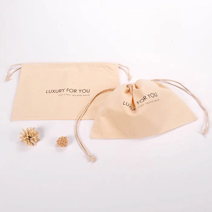 Wholesale custom 100% cotton drawstring pouch packaging bag