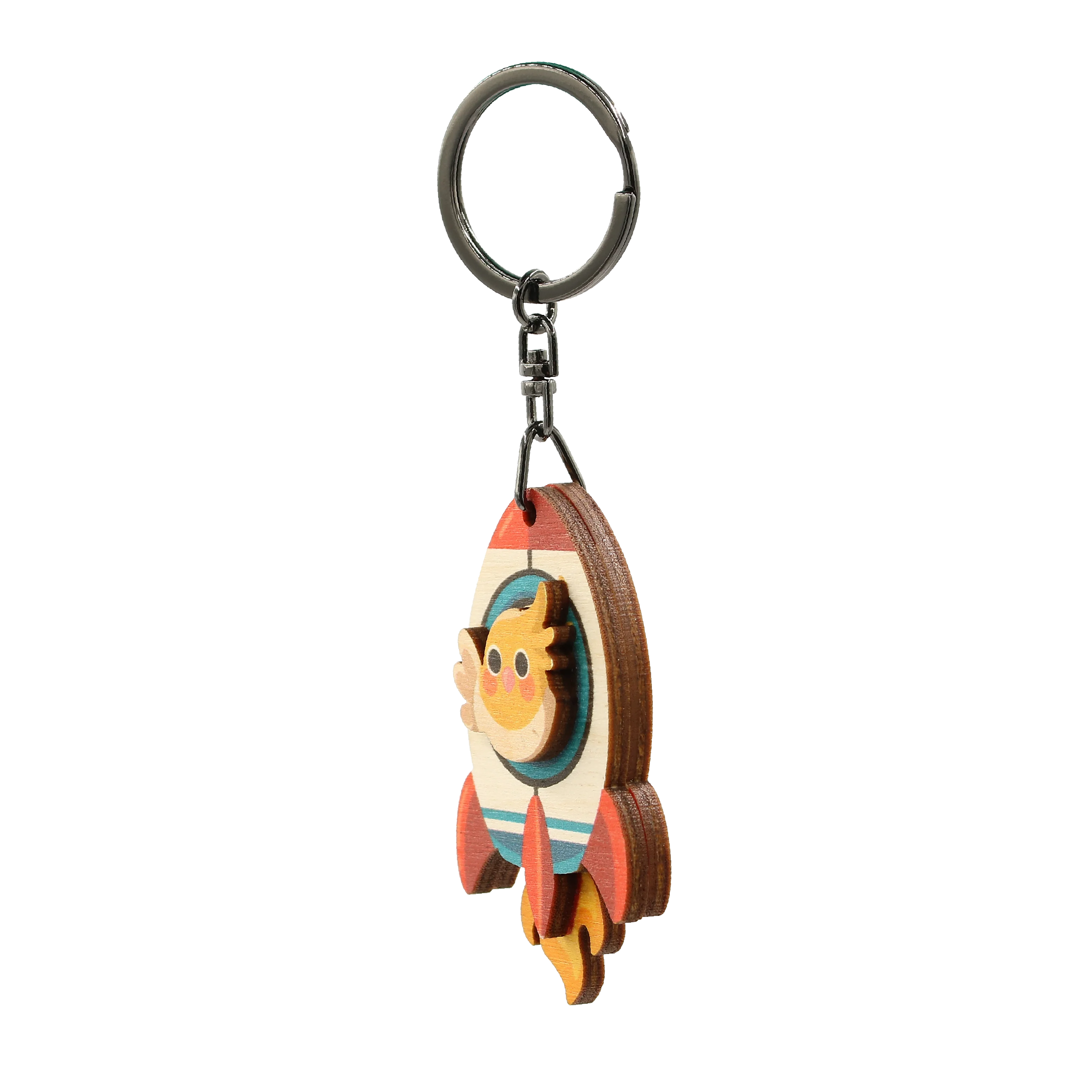 Taiwan Made Rocket Yellow Parrot Cute Animal Wood Keychain Souvenir
