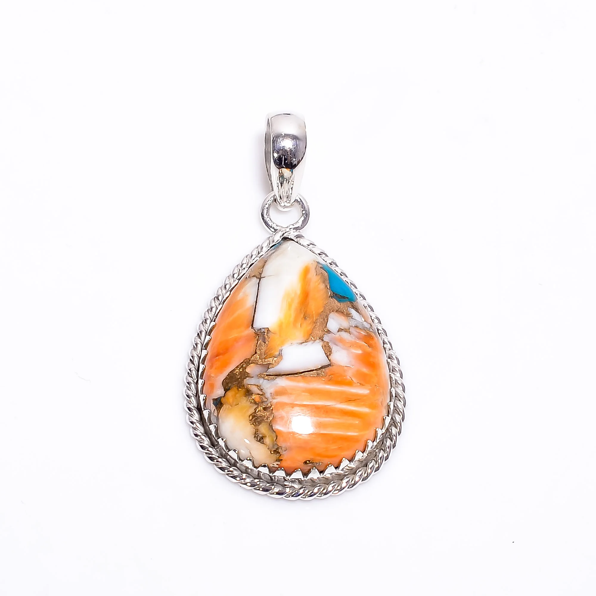 Natural Oyster Turquoise Solid Silver Statement Pendant Gift for Her Natural Oyster Turquoise Stone Sterling Silver Pendant