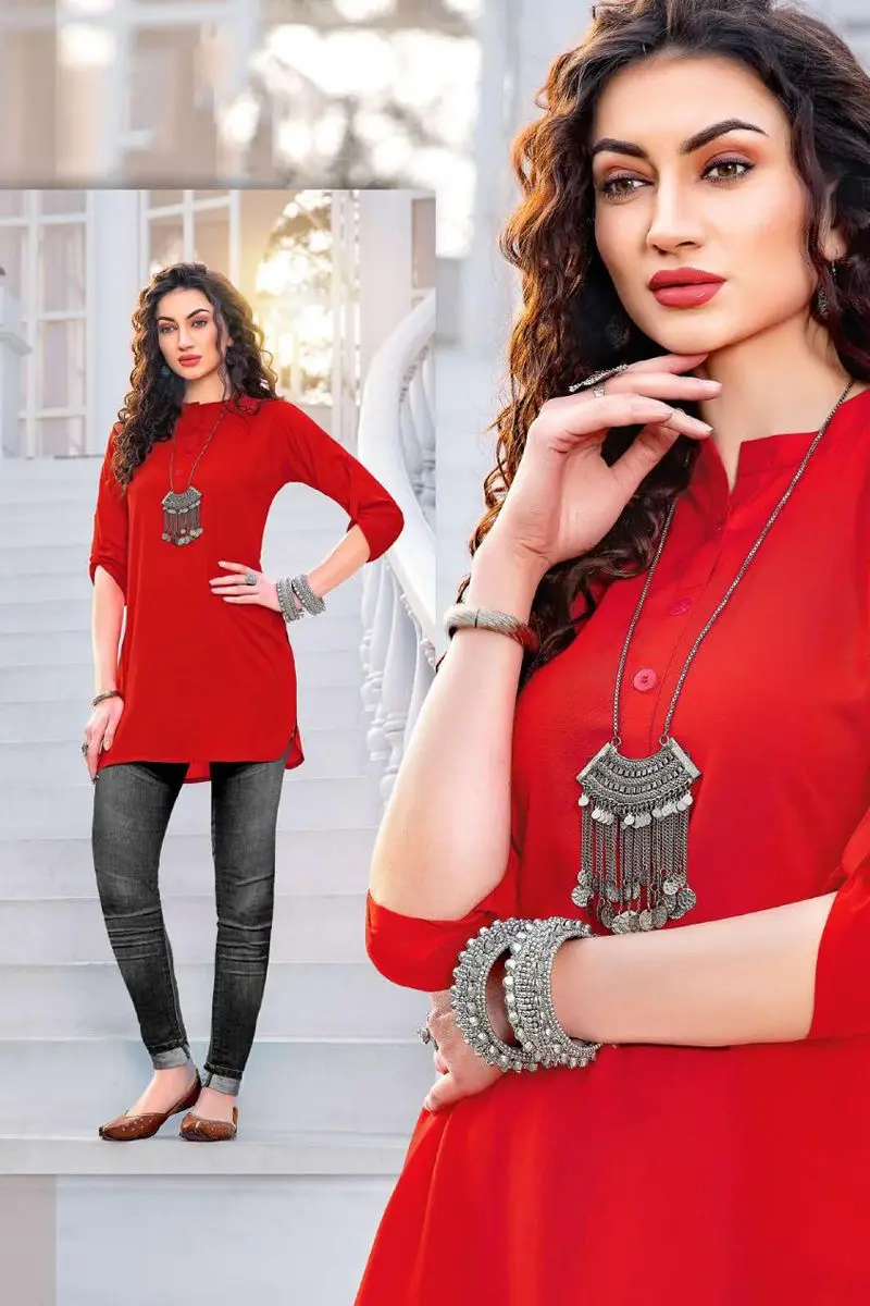 Trendy product Wholesale Evening Wear Rayon Simple Plain Weatern Wear Tops (combo of 8)