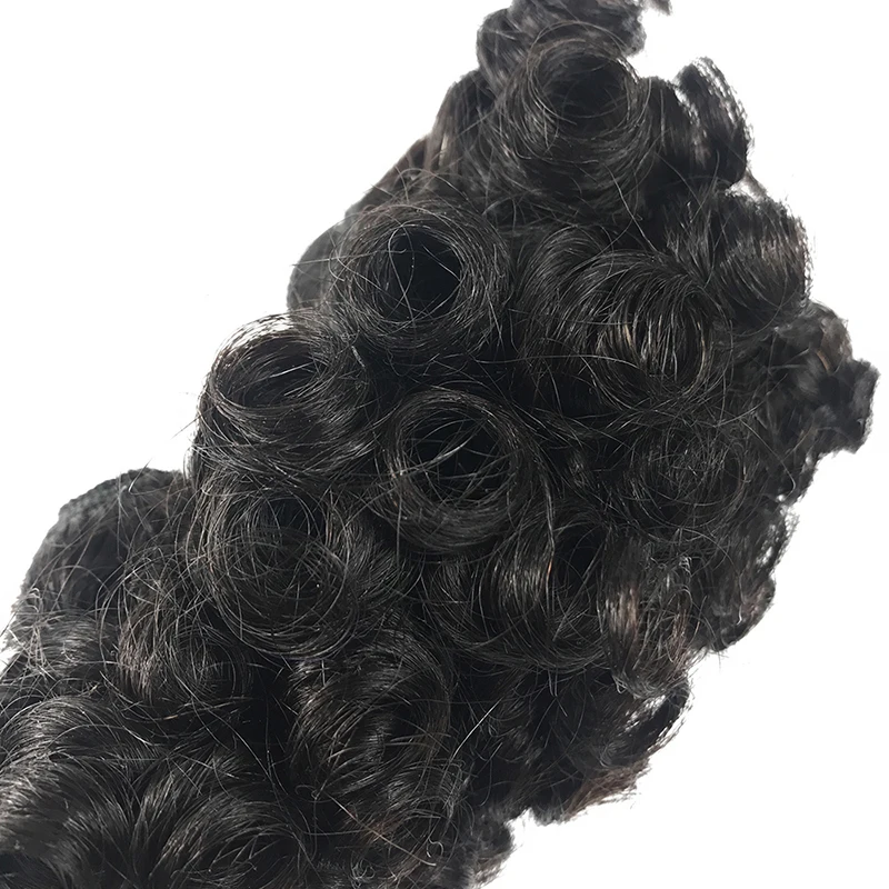 
Wholesale 100% virgin Brazilian hair, Natural color virgin Brazilian fumi hair bundle, 105g/set 6inch 3pcs human hair extension 