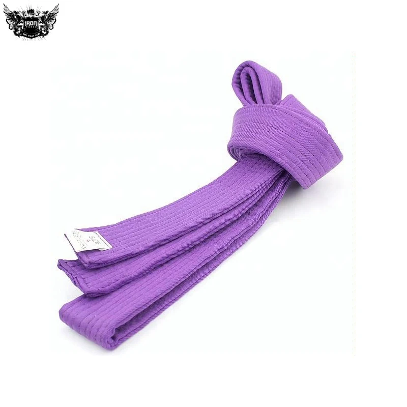 Wholesale manufacturer  OEM custom made logo karate belt high quality color with stripe cotton martial arts belt for karate