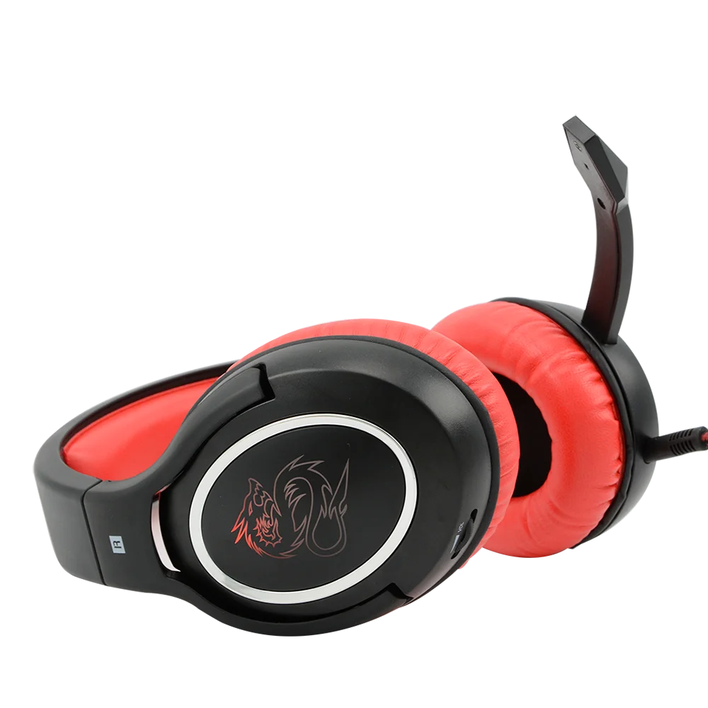 LED Light gaming headphone Over Ear 53mm drivers audio Headset with mic for Pc