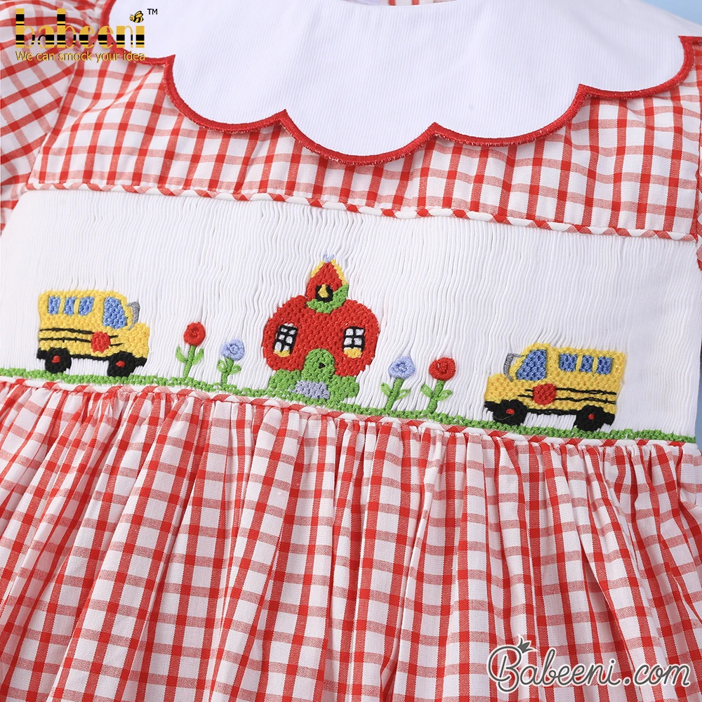 School bus hand smocked bishop dress OEM ODM customized girls smocked dresses wholesale smocked dresses - BB1435