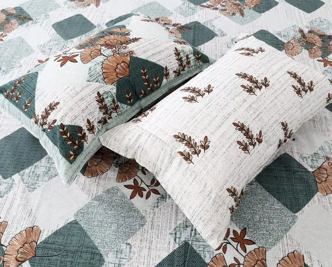 100% cotton printed bed sheets in pastel color  with matching pillow cases ideal for home furnishing stores