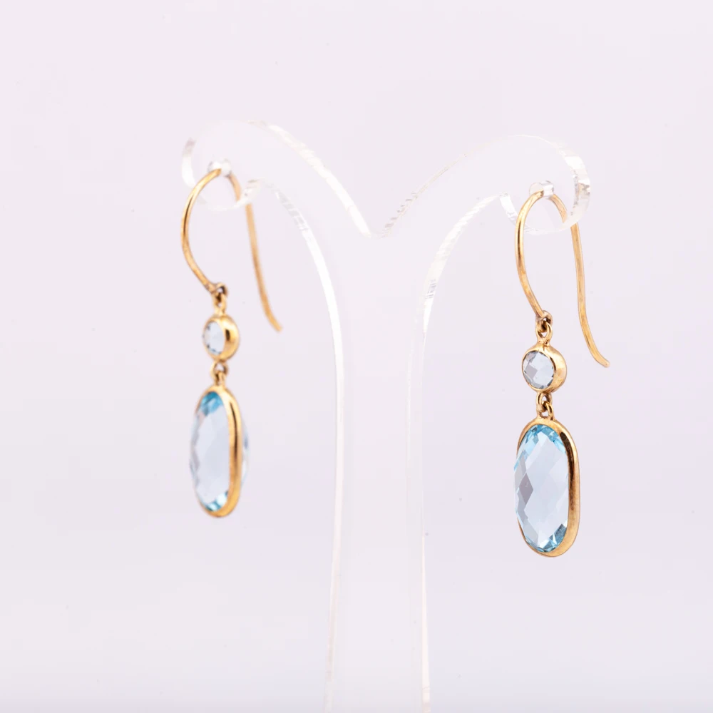 14K gold plated classic sky blue topaz hook earring high quality factory price  from Thailand Manufacturer