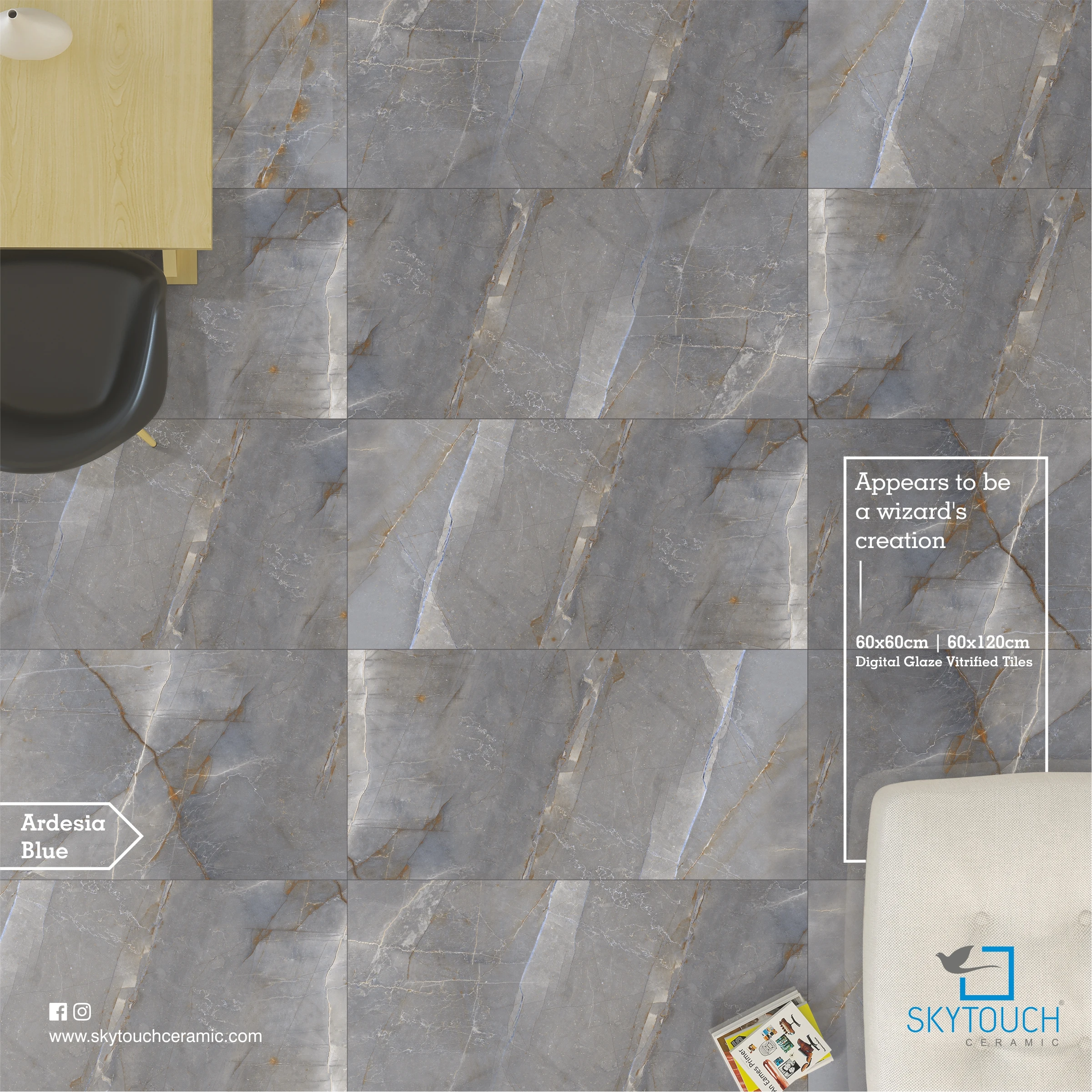 Indian Style Interior Quality Selections Indoor Decor Villa Glazed Blue Marble Look Blue Veins 1200x600 Porcelain Tiles Price