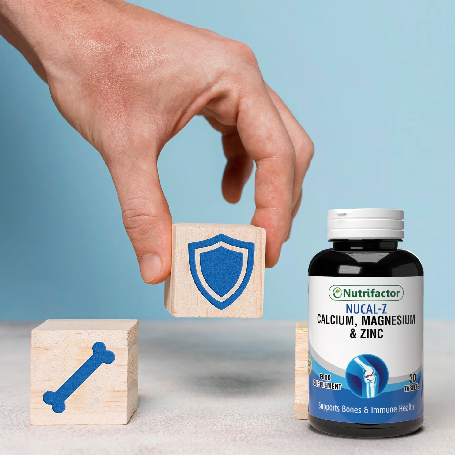 
NUCAL-K Halal Food Supplement Vitamin D K Calcium Carbonate Cholecalciferol Bones and Muscles Health Nutrifactor Healthcare Tab 