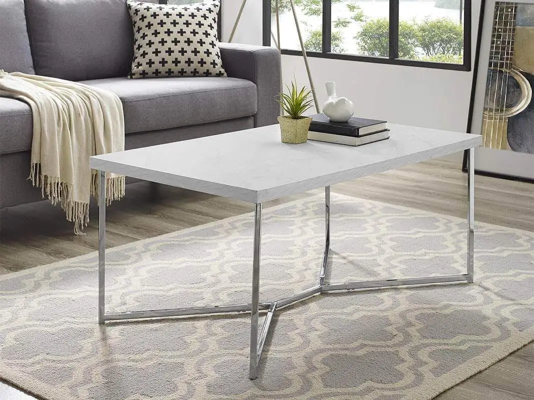 Новейший серебряный центральный стол с мраморной столешницей прямоугольный Новый V-образный дизайн в 304 трубы полированный по оптовой цене из Индии