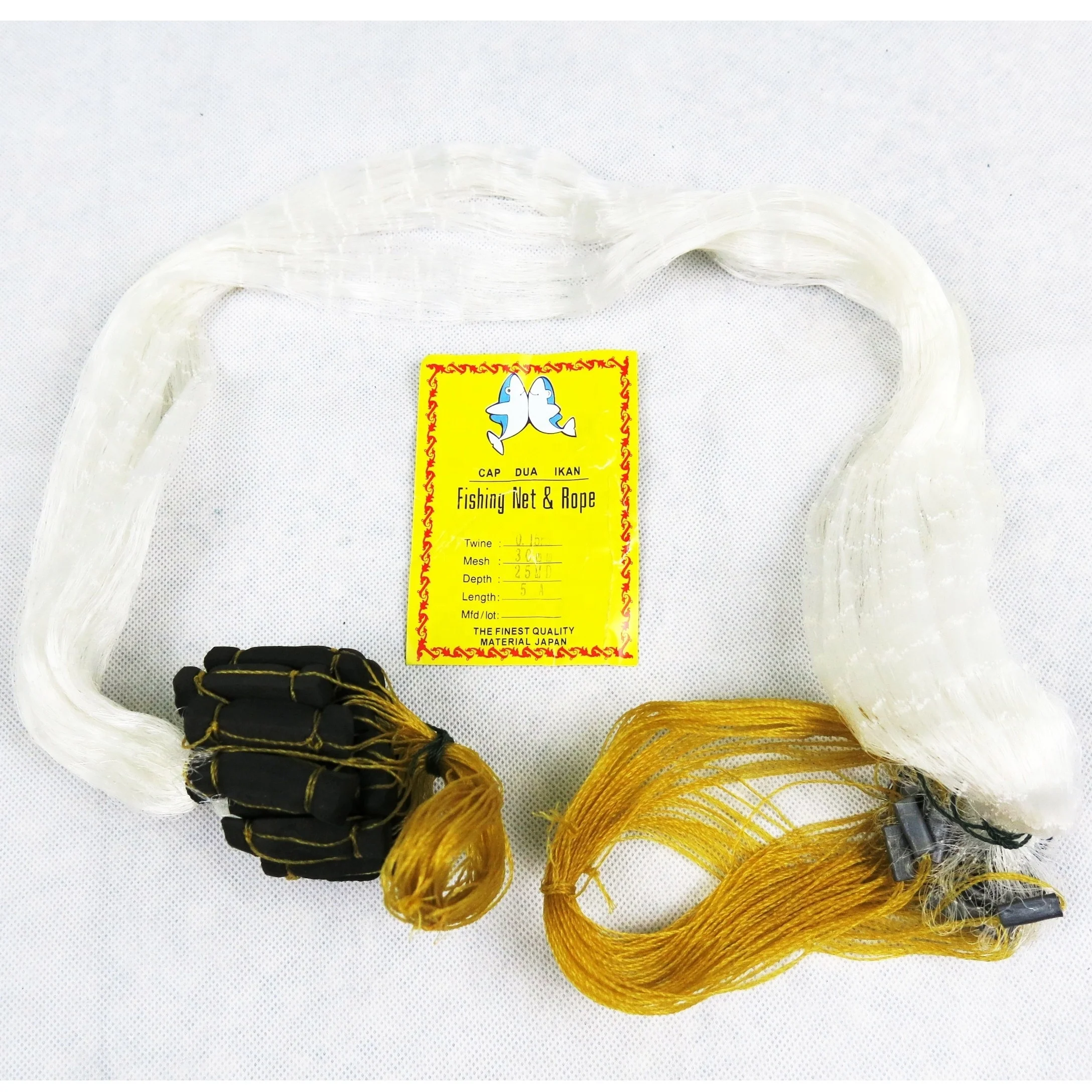 Complete Net 5A with Float and lead piece (Spat Net) 0.15*(20mm to 100mm)*25md*22.5Mtr, Pukat Jaring Ikan Murah/Jaring Pukat 5A