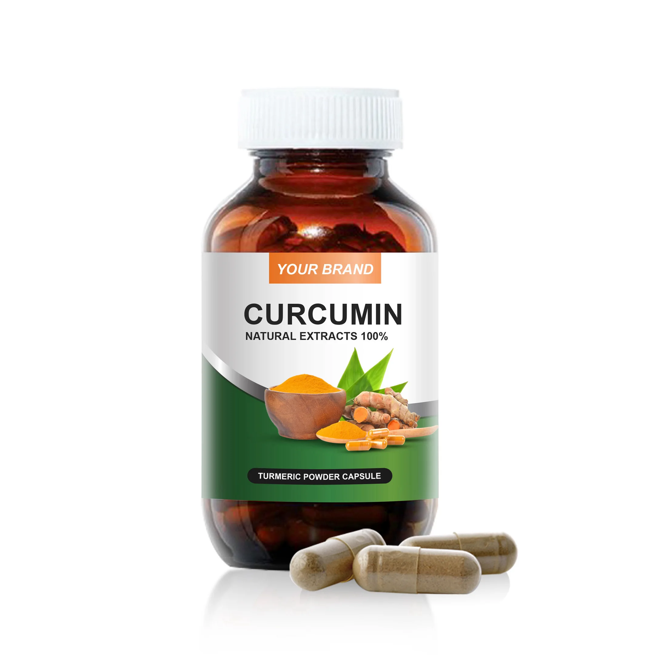 Private Label OEM ODM High Quality Curcumin Powder Energy Booste 500mg in Capsules from Thailand Manufacturer