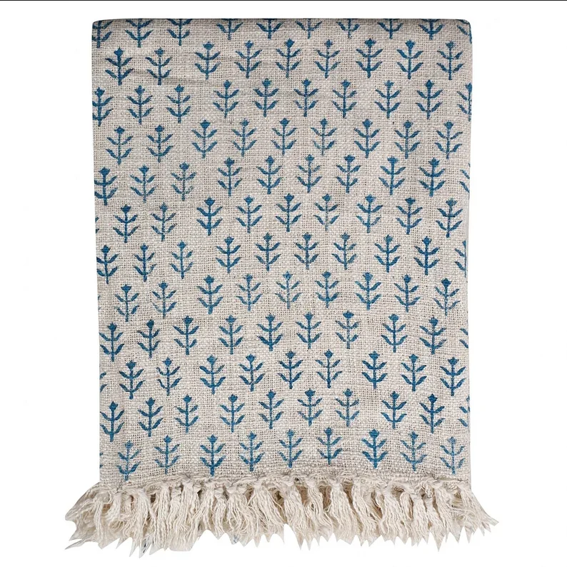 Оптовая продажа индийское 100% Мягкое хлопковое покрывало ручной работы с принтом экологичное для дома и офиса