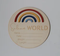 newborn hello world birth announcements baby wooden 3D rainbow milestone cards wood sign Letter Board shower gift Nursery Decor