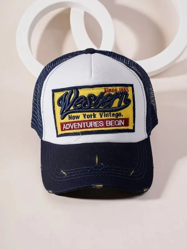 Men Letter Patch Back Mesh Baseball Cap High Quality Custom Made Logo Embroidery Wholesale OEM Manufacturer Sports Caps