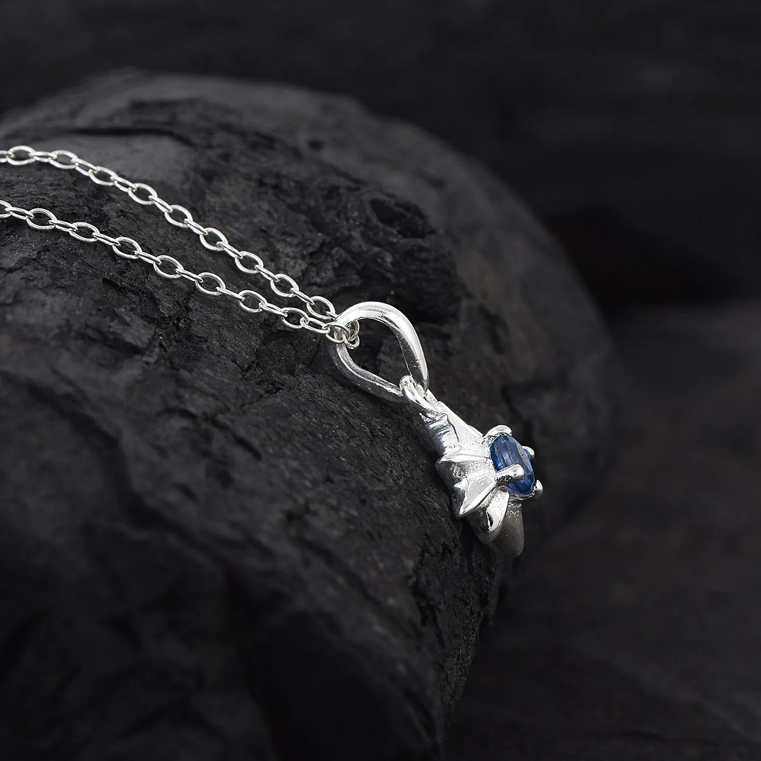 Antique Design 925 Sterling Silver Pendant Chain Necklace Kyanite Gemstone Star Burst Charm Fine Jewelry For Women