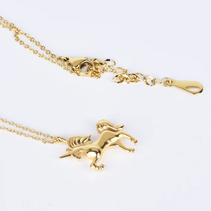 Women Necklace Gold Fantasy Horse Charm Unicorn Pendant