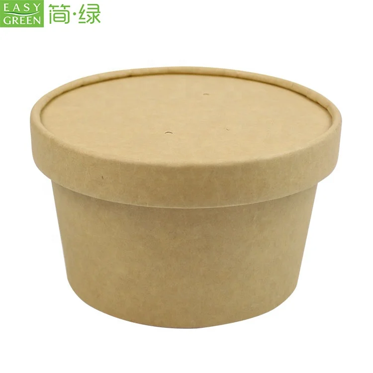 Disposable 16 oz eco friendly compostable kraft paper soup bowl food container