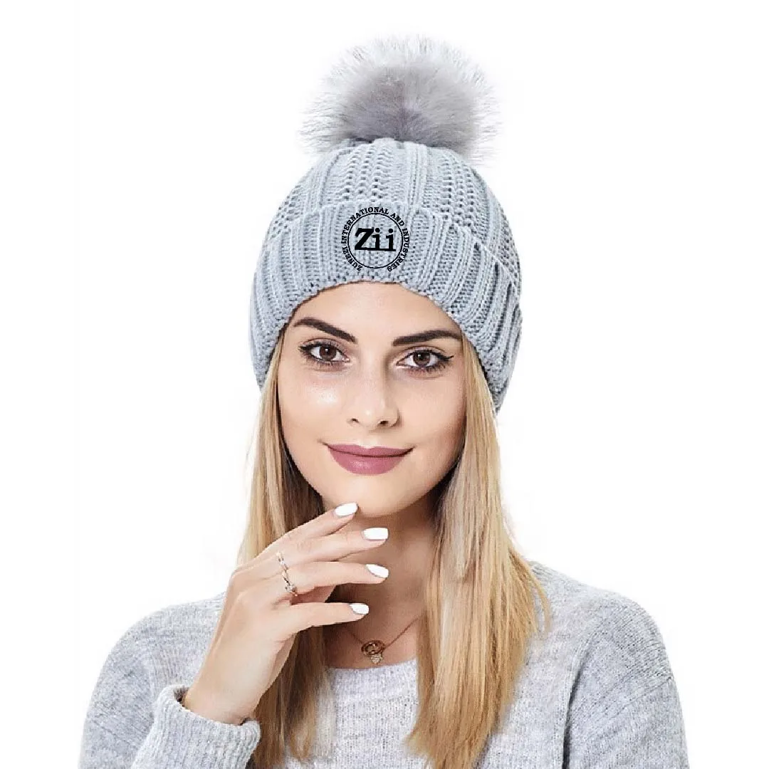 Hat warm fur ball cap pom poms winter hat for women knitted beanies cap brand thick female cap winter hat logo beanie satin line