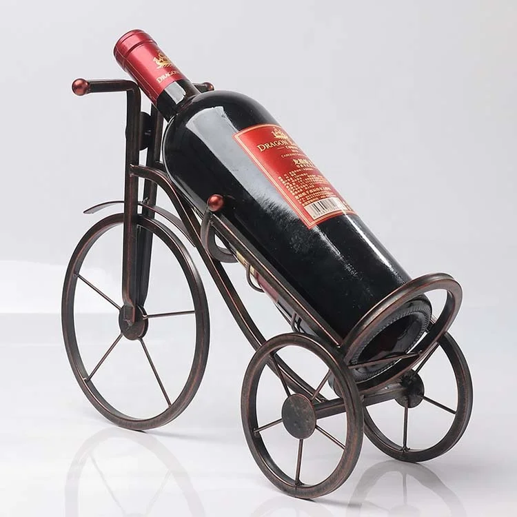Tricycle Shaped Metal Wire Hanging Wine Glass Bottle Rack Display Shelf