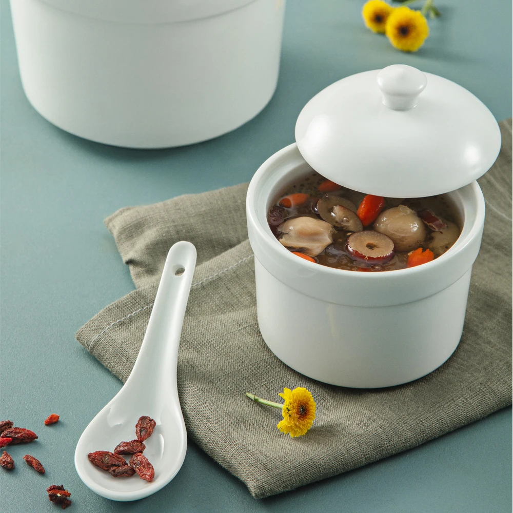OEM High Heat Resistant Porcelain Soup Bowl with Lid wholesale manufacturer for dinning room and keep food hot