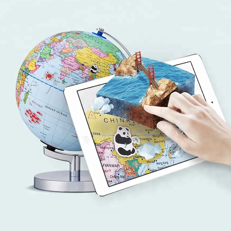 Dipper 9 inch Built-in LED light World Globe Illuminated AR smart globe for Geography Learning