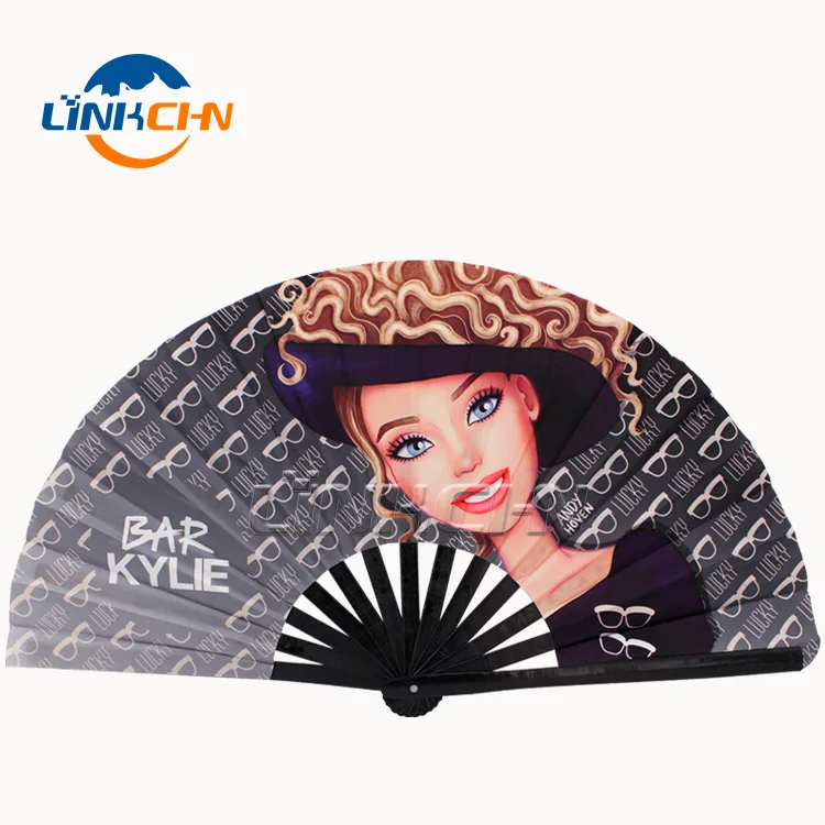 33cm advertising custom fabric folding kungfu fan