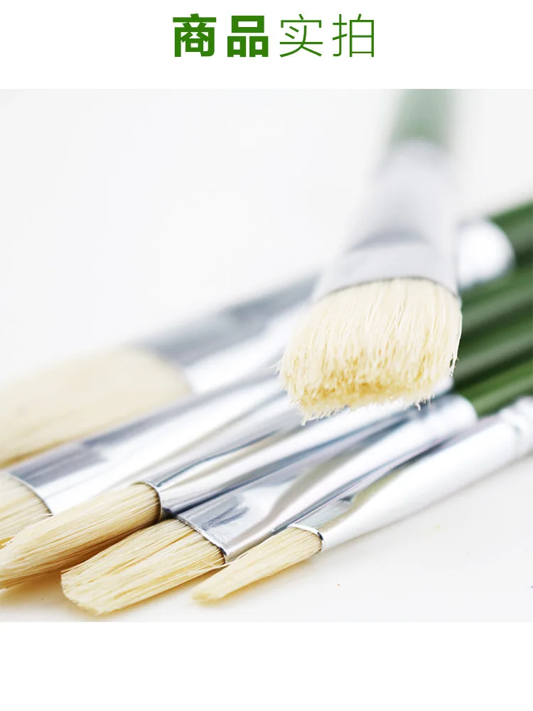 Xiedetang 515 6pcs/set bristles hogs hair flat head professional artist oil acrylic gouache paint brush set