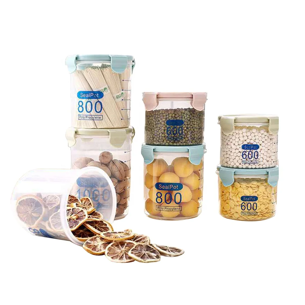 
20 oz, 28 oz, 32 oz Plastic round airtight food storage container set with lids 