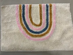 luxury hand knotted cotton woven tufted texture  rainbow rug