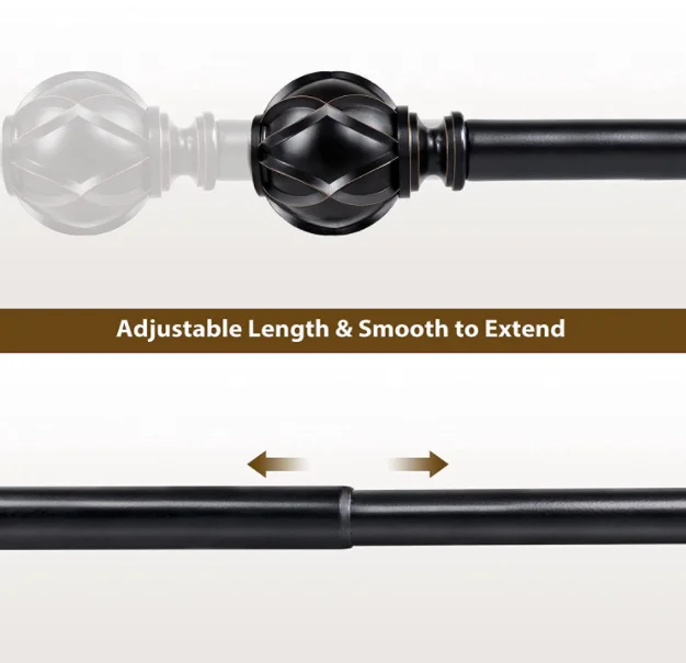 Smart Home Factory Pricing Decorative 3/4 Inch Curtain Rod 48 to 86 Inches 2 Pack Window Single Drapery Rod with Finials