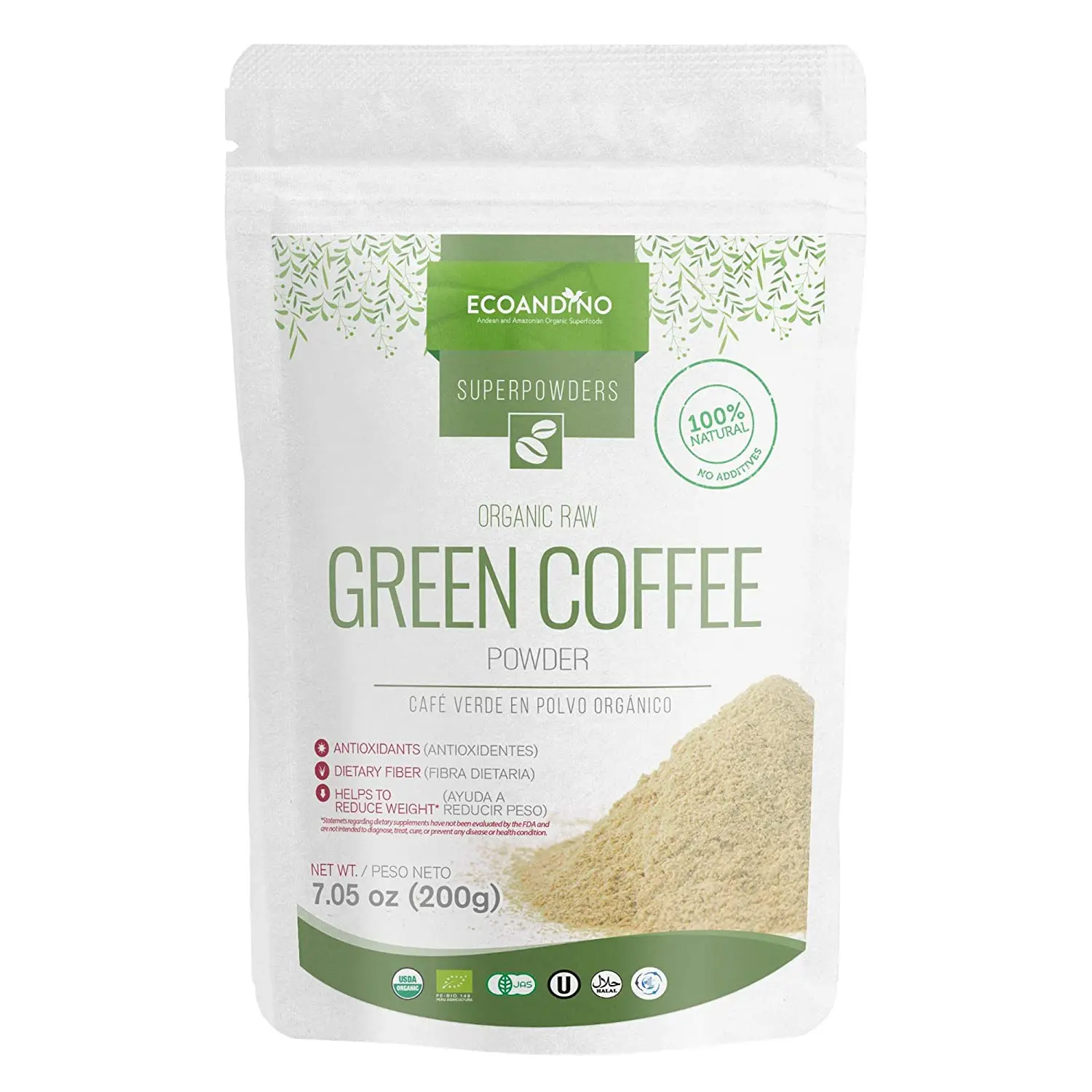200G Peru Organic Green Coffee Powder Weight Loss