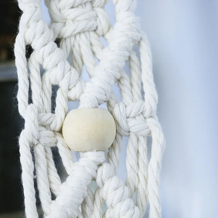 double shelf  macrame wooden  floating shelf plant pot hanger rope plant hanger