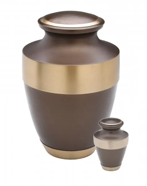 Trieste Chestnut Wide Band Brass Cremation Urns
