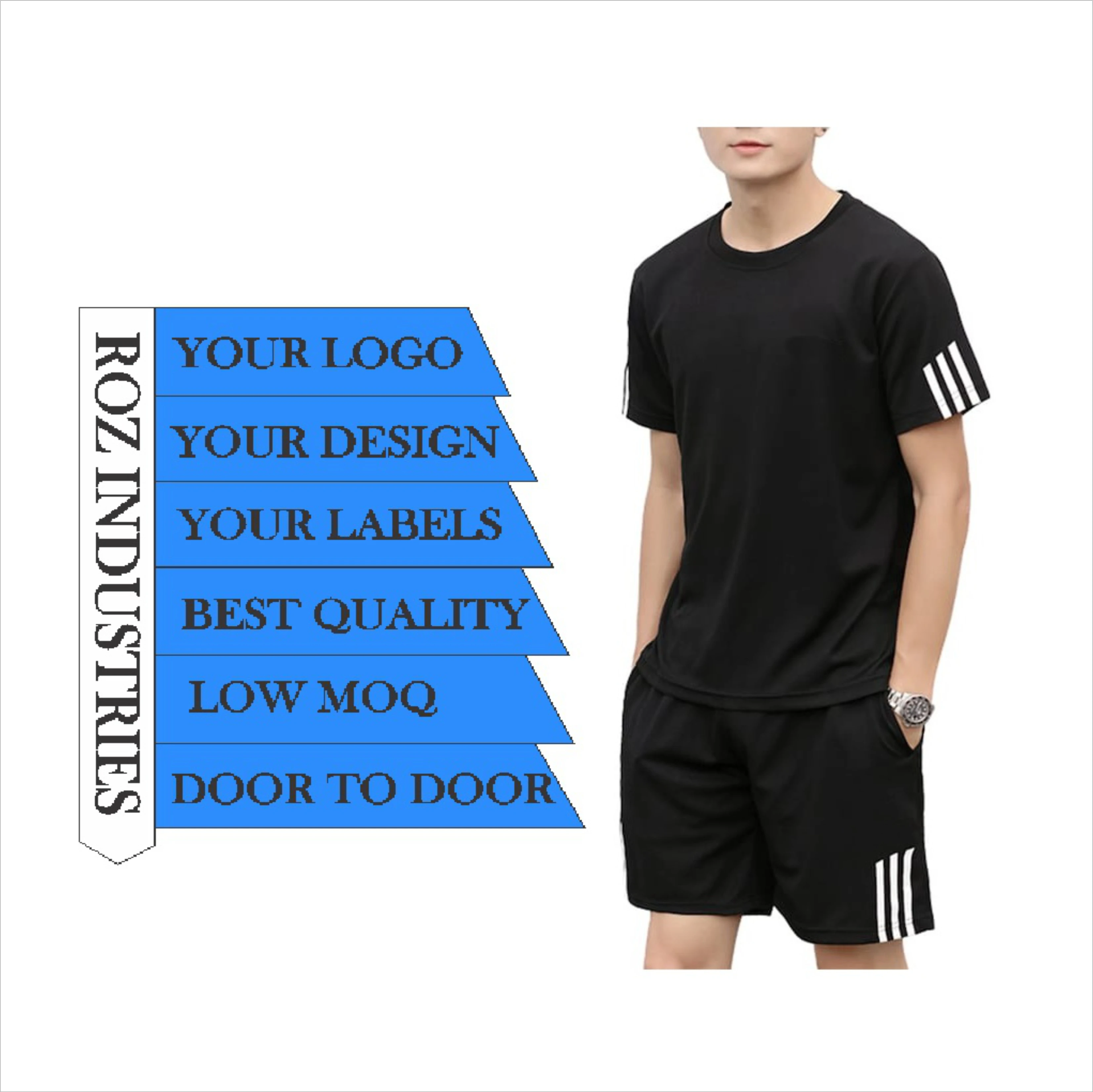Men customized Slim fit Twin sets T-Shirts and shorts New design 100% cotton Men twin set