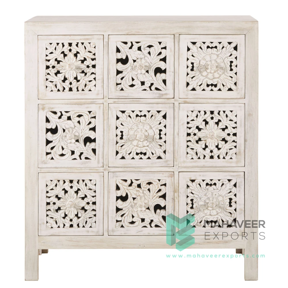 Modern Distressed Wooden Elegant Fine Quality Indian Style Industrial Hand Carved Storage Box Trunk Box Chest