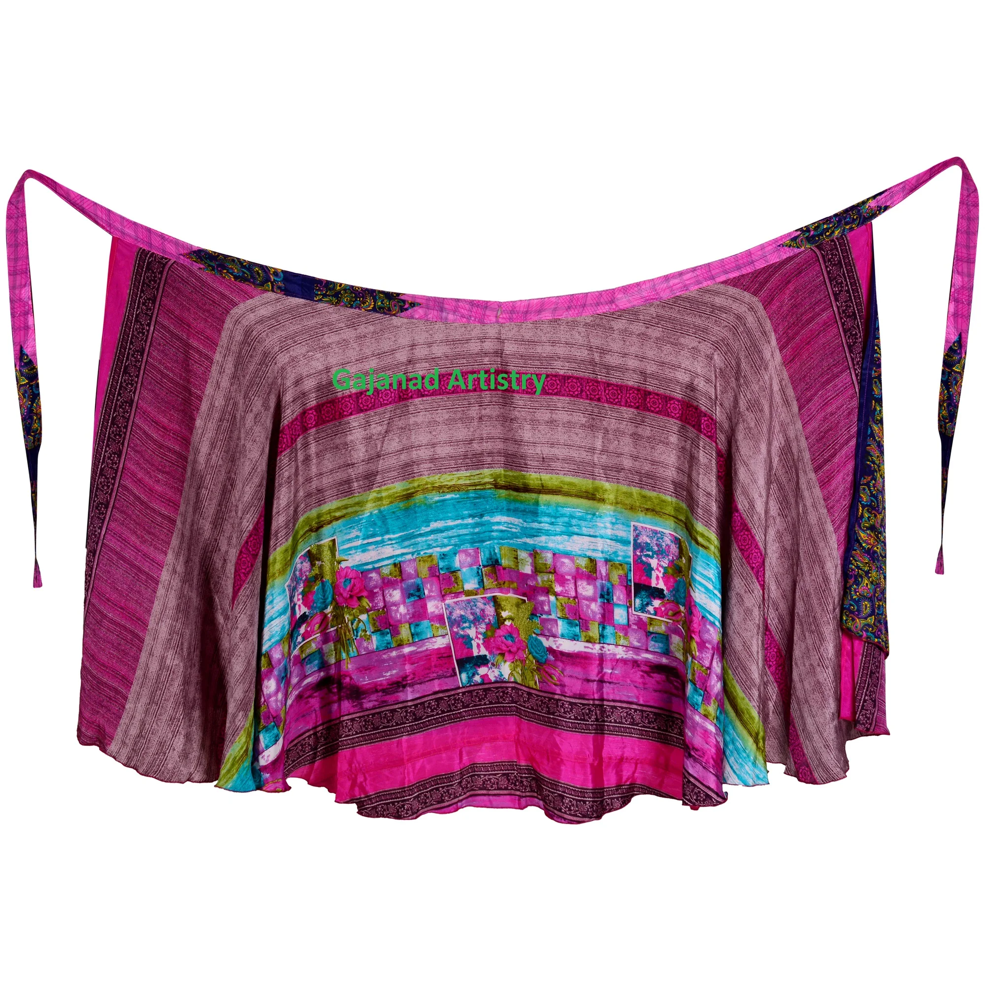 Wrap Reversible Long Skirt Vintage Silk Sari Long Wrap Skirts Indian Silk Long Boho Hippie Long Double Layer Skirt