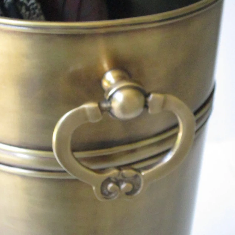 Vintage Brass Umbrella Stand Indoor Antique Finished With Handles Free Standing Rack for Sale