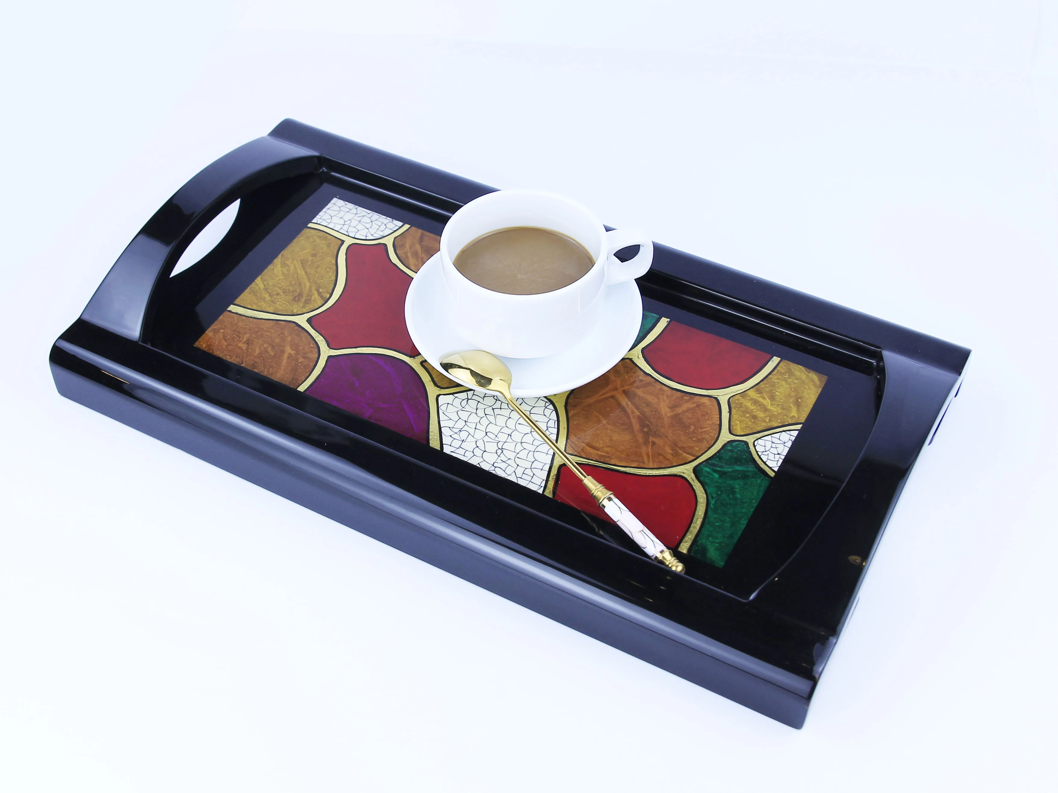 
Vietnam Design Hot Trend Lacquer Wooden Tray Home Restaurant Serving Trays Handle For Kitchen 